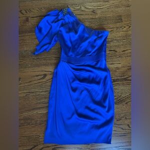 Aqua Vibrant Blue One-Shoulder Dress